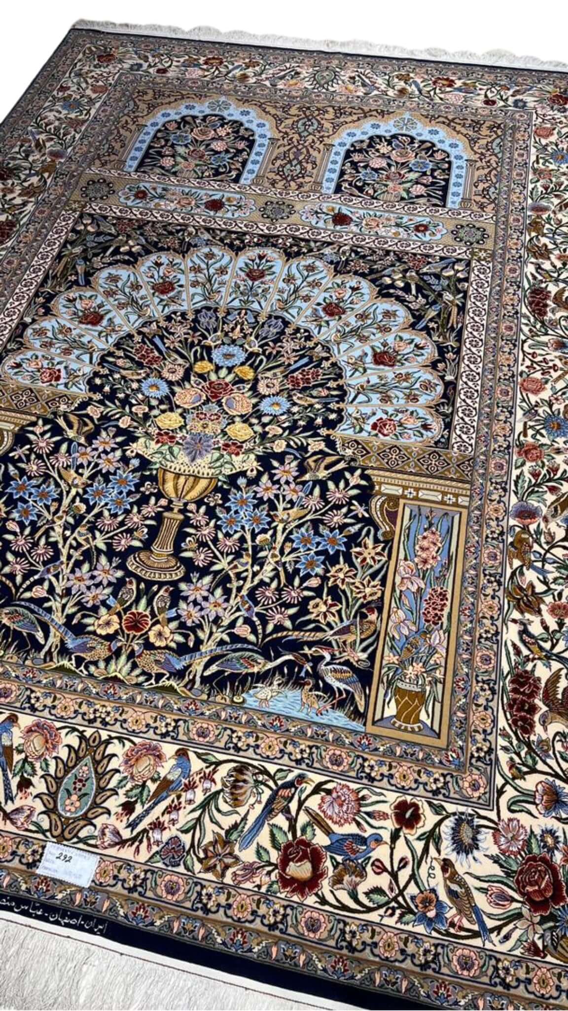 "Handcrafted wool and silk rug with natural dyes, 300 x 200 cm"